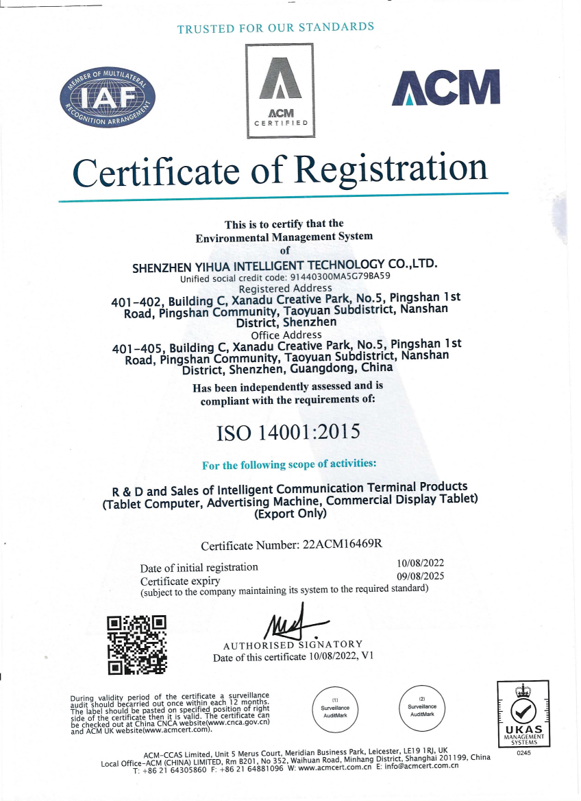 Certificate of registration